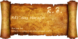 Ráday Harald névjegykártya
